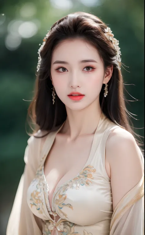 ((Best Quality, 8k, Masterpiece: 1.3)), Focus: 1.2, Perfect Body Beauty: 1.4, Buttocks: 1.2, ((Layered Haircut)), (Wet Clothes: 1.1), (Rain, Street:1.3), (Breasts: 1.2), (Hanfu: 1.2), Bare Shoulders, Bare Legs, Highly Detailed Face and Skin Texture, Fine E...