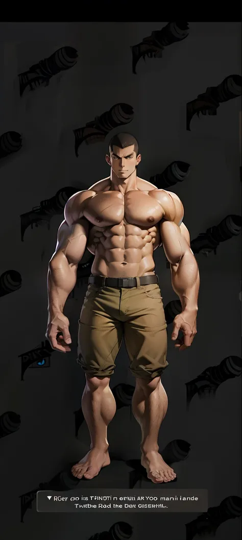 Gere uma imagem arte de anime  de um monstro grande , muscular he has dark skin , muito amedrontador, a imagem tem que ser estilo anime