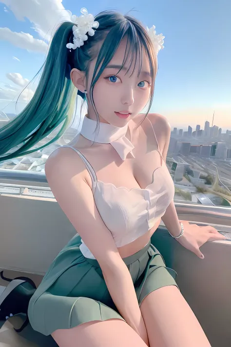 winc、Close one eye、miku hatsune、Official art, ​masterpiece, Sharp Focus, (Beautiful gorgeous cute korean woman:1.3), (Beautiful cute korean woman:1.3), Korean  beauty, Delicate Beautiful Hair and Eyes and Face, realisitic, ultra-detailliert, a beauty girl,...