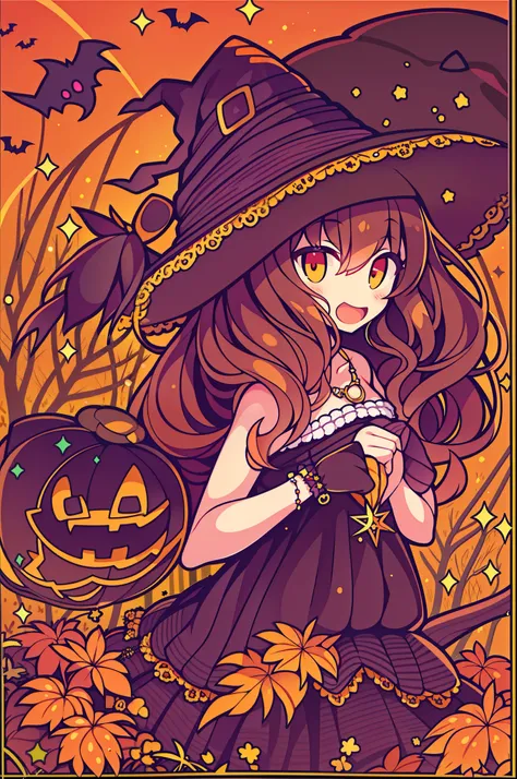 Charming girl as a Halloween witch