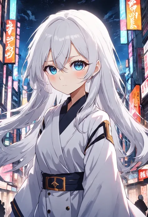 white hair anime girt with glasses