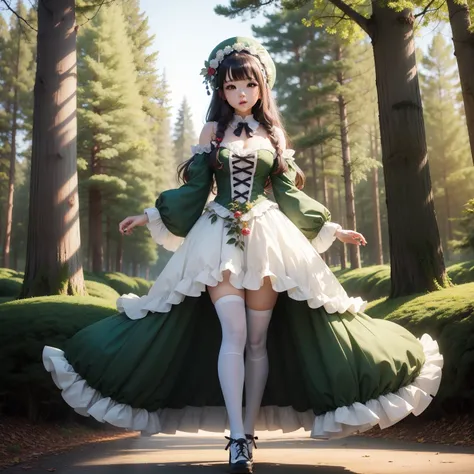 Female idol covered in trees（Cute costumes）、Looks fun、full body Esbian、