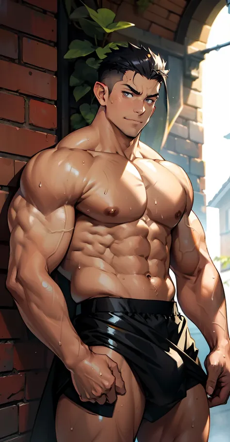 (straight photo) (highest quality photo) elf boy, beardless, cute young face, royal, wearing tight black briefs to reveal huge muscular thighs, puffy briefs  up in the middle due to genitals, cute young face, undercut hair, huge muscular chest muscles, big...