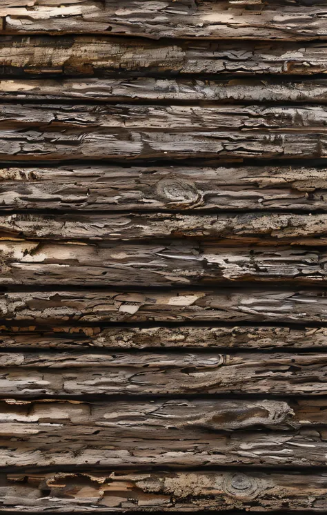 Close-up of a pile of firewood on the side, The texture of the bark of firewood, side-view, Seamless texture, wooden logs, wood-based materials, Frontal texture of firewood with bark, wooden background, Made of wood, high resolution texture, wooden, Detail...