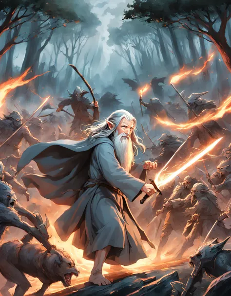 Gandalf  en la batalla contra los orcos