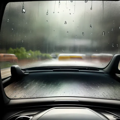 Raindrops in car windows