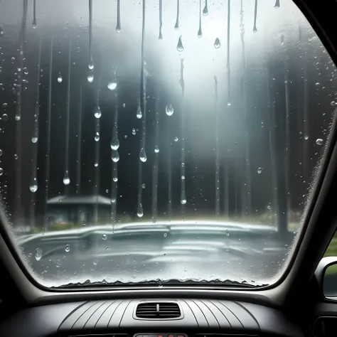 Raindrops in car windows