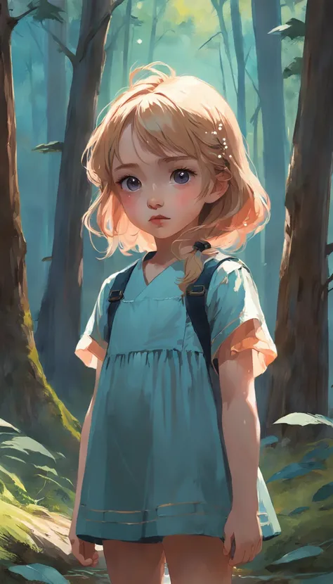 There is a painting of a girl in a forest, painting digital adorable, arte digital detalhada bonito, Arte infantil em Artstation, pintura realista da menina bonito, arte digital bonito, kawaii retrato realista, arte detalhada bonito, a beautiful artwork il...