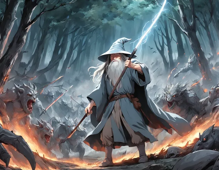 Gandalf  en la batalla contra los orcos