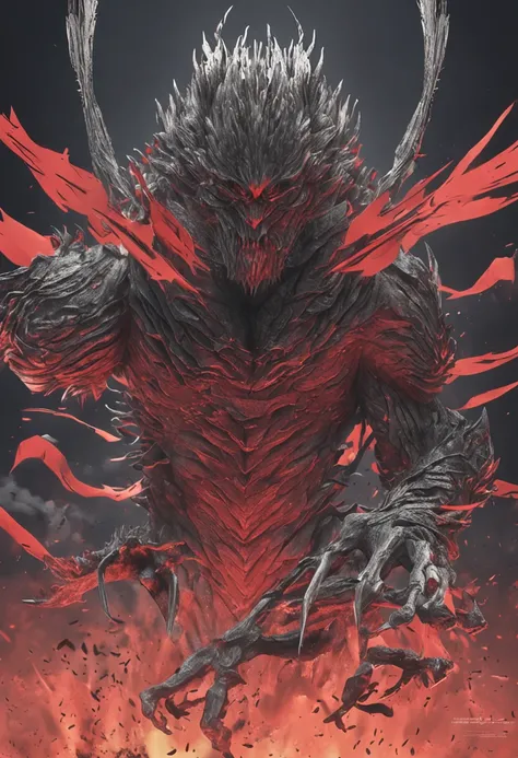 Cinematic images，hell，magma，火焰，（（Super huge, Thick and sharp giant claws）），（（（Black antique hideous scales））），（（（The scales are covered with thick barbs）））（（Super thick and terrifying scales）），Wrap the whole body，（（Bloodthirsty and murderous devil man）），sl...