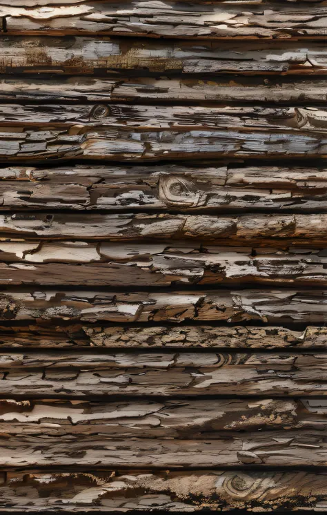 Close-up of a pile of firewood on the side, The texture of the bark of firewood, side-view, Seamless texture, wooden logs, wood-based materials, Frontal texture of firewood with bark, wooden background, Made of wood, high resolution texture, wooden, Detail...