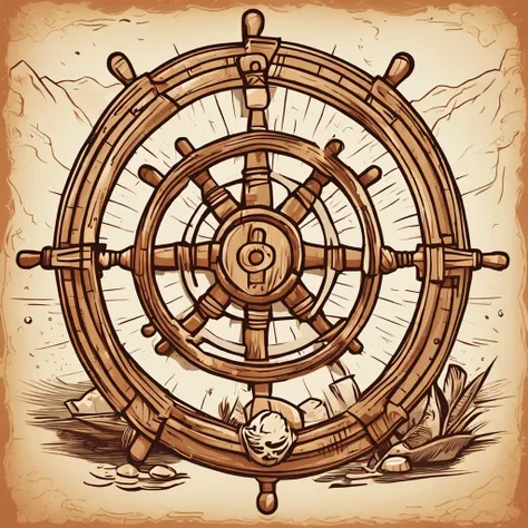 A closeup of a menu with a ship wheel and various icons, Interface do jogo, interface do jogo, pirate setting, Jogo HUD, game ui asset design, Placa UI, arte do item, game icon asset, game icon stylized, Estilo de cor de Hearthstone, health bar hud, foto m...