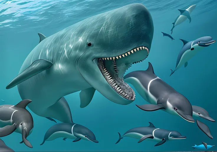 There are many different types of dolphins swimming in the sea, Whale Monster, Sea Giant Creature Bloop, Megalodon, Subreddit / r / cetus, Plesiosaurus, The Great Leviathan, blue whale, cetus, Realistic antique art, cetus, Antiquity, Underwater Leviathan, ...