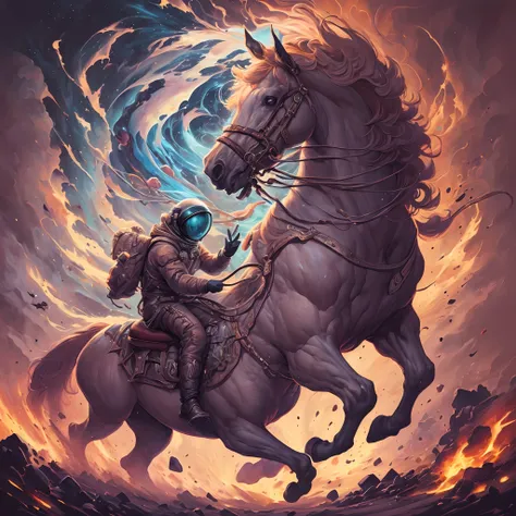 Highly (dynamic:1.2) scene art detailed (Apterus:1.2) 1cosmonaut on a 1full body horse, (fantastic amazing decoration:1.2), abstract beauty, explosive volumetric, Delightful anatomy, (fantastic horror perfect art, 64k ultra hd:1.1), (art by apterus, art by...