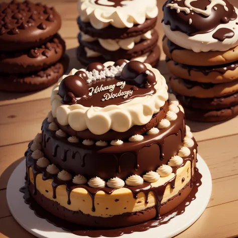 Um lindo bolo de chocolate em nome do Wagner aniversariante do dia