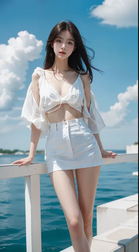 top Quority，Ultra-clear resolution，Clear  eyes，plain face，s the perfect face，White skin，Perfect chest，with perfect legs，Random color style clothes，Random environment