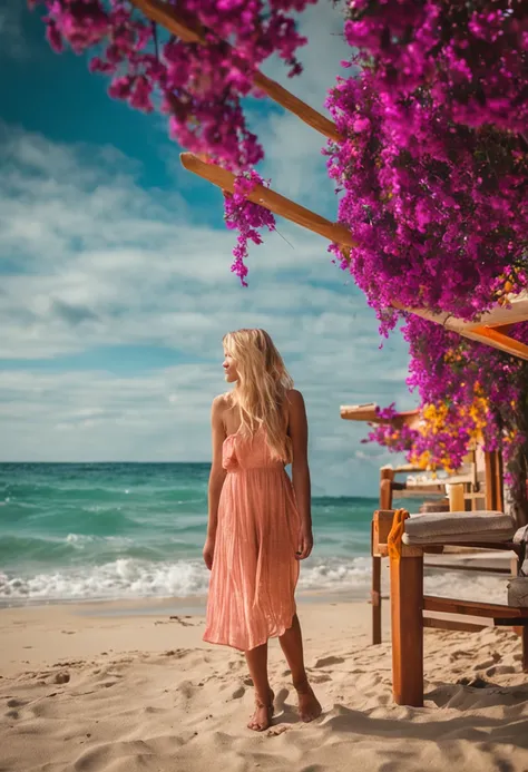 Cute blonde girl on the beach