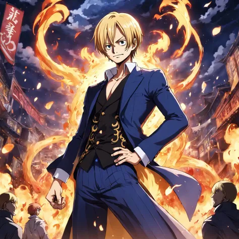 sanji from one piece, very well dress, like in the anime