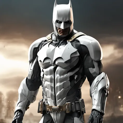 spectacular, Master parts, :The realistic White Batman focuses on the advanced cybernetic suit Orba Prima, high high quality ::n_Style drawing, Low-quality defects,