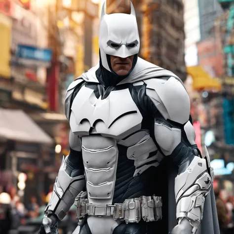 spectacular, Master parts, :The realistic White Batman focuses on the advanced cybernetic suit Orba Prima, high high quality ::n_Style drawing, Low-quality defects,