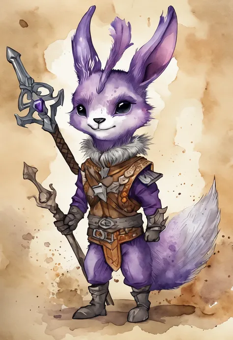 Knight Jackalope, short purple hair, dark armor(masterpiece, best quality)