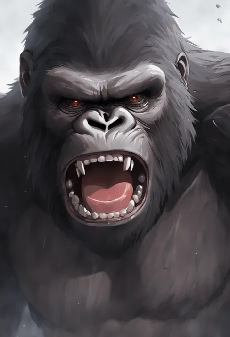 Roaring King Kong，head portrait，Close-up，of a real，Facial features are carefully depicted，Realistic skin texture，Dark style，depth of fields，high light，Real light，Ray traching，oc rendered，Hyper-realistic，best qualtiy，8K，Works of masters，super-fine，Detailed ...