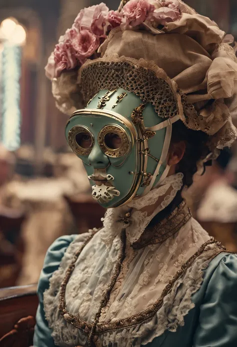 medical mask, victorian era, cinematography, intricately detailed, crafted, meticulous, magnificent, maximum details, extremely hyper aesthetic