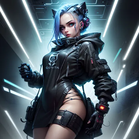 Gotica com seios grandes estilo cyber punk