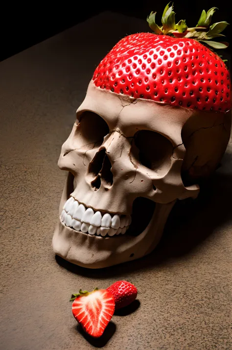 human skull made of strawberry