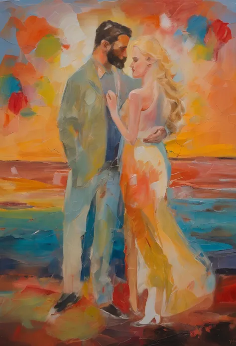 Romantic couple kissing in the wind，Boys and girls，glowing stars，Glow effects，Heart-shaped bubbles，the night，On a cruise ship，The face is clear and accurate，detail in face，super-fine，beachside，16K resolution，high qulity，电影灯光，High picture detail，dynamic vie...