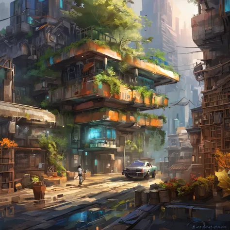 Cyberpunk City with Tree Building, arte conceitual digital detalhada, futurismo arte conceitual ambiental, high-quality digital science fiction concept art, bela arte conceitual 3 d Hollywood, artista conceitual premiado, Papel de parede de arte conceitual...