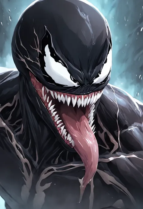 Venom and host，Marvel Venom，head portrait，Close-up，of a real，Facial features are carefully depicted，Realistic skin texture，Dark style，depth of fields，high light，Real light，Ray traching，oc rendered，Hyper-realistic，best qualtiy，8K，Works of masters，super-fine...