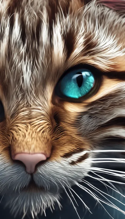 a cute kitten, highly detailed with rich colors, clear facial features, highly detailed and expressive eyes, cinematic, volumetric lighting, cinematic lighting, eyes, perfect, realistic eyes, digital painting, complex, highly detailed, high quality, perfec...