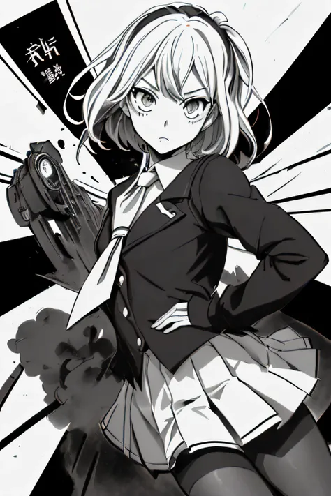 (comic noir style),(linear art_anime),(black-and-white_high contrast),(masutepiece, best quality, ),(loravard photos:1.2),(lora ...