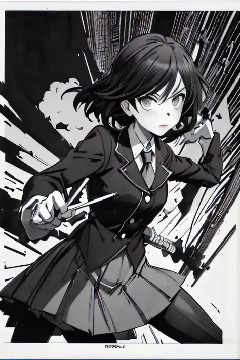 (comic noir style),(linear art_anime),(black-and-white_high contrast),(masutepiece, best quality, ),(loravard photos:1.2),(lora ...