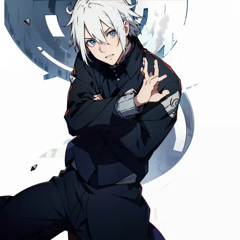 White hair boy doing a jutsu