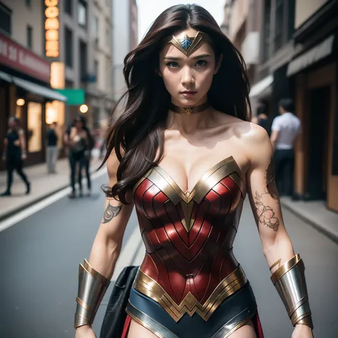 Wonder Woman cosplay, highly detailed, beautiful face,