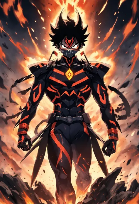 Design a gripping poster featuring Kamen_Rider_Black_RX Tu Odelschwanck from "Kamen_Rider_Black_RX" in a fit of rage. Capture the essence of his burning determination and unyielding spirit as he unleashes his wrath upon his enemies. Keep it short, bold, an...