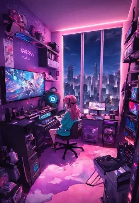 Quarto gamer feminino