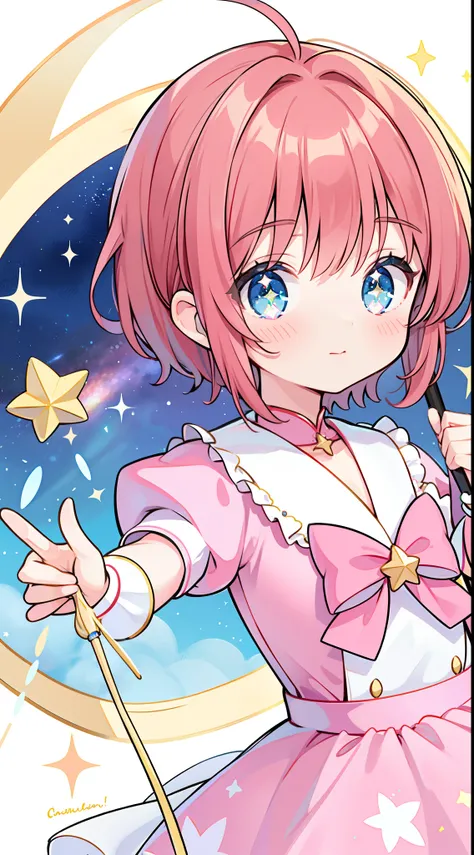 k hd，Anime girl with wand and star wand in her hand, portrait of magical girl, sparkling magical girl, magical little girl, cardcaptor sakura, clean and meticulous anime art, magical girl anime mahou shojo, beautiful anime art style, cute anime girl portra...