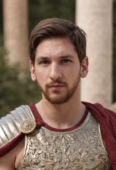 lionel messi , face details, sitting in greek temple ,Greek warrior, wearing greek king clothes , cinmatic lighting , looking into camera , High quality--q2