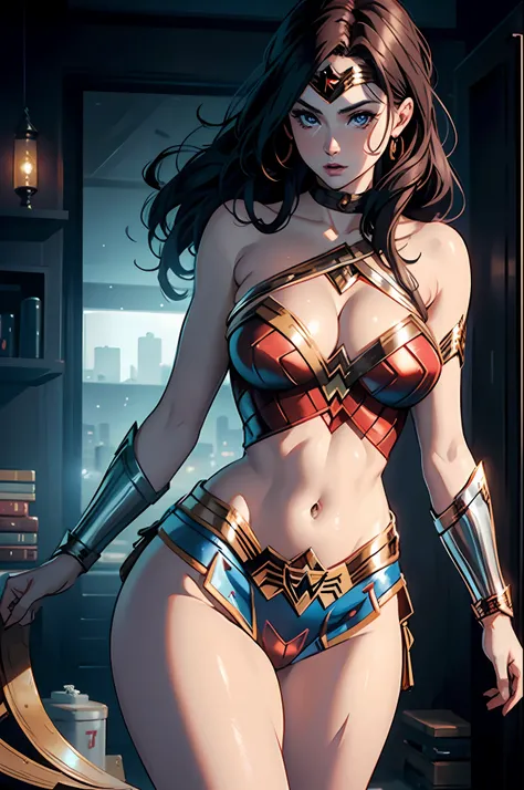 Beautiful hot woman detailed definition of body using Wonder Woman role-playing, big rounded breasts, big hips 8k, realistic, masterpiece