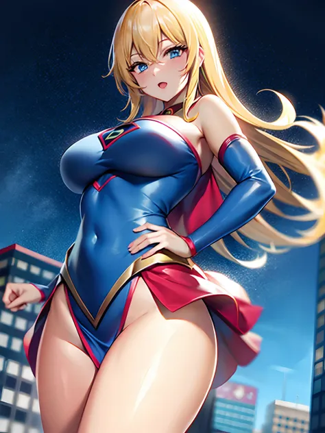 The Bustling Beauty of Japan in Supergirl Cosplay, skyscraper side