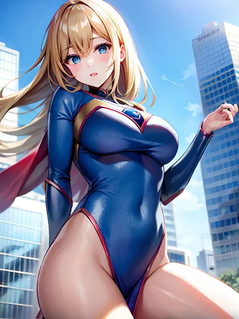 The Bustling Beauty of Japan in Supergirl Cosplay, skyscraper side