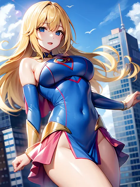 The Bustling Beauty of Japan in Supergirl Cosplay, skyscraper side