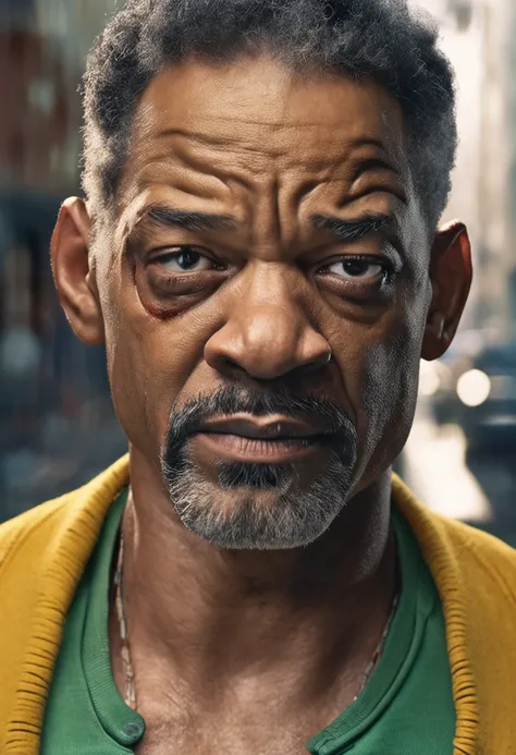 uma foto de Will Smith focada no rosto, perfil, olhos serrado, imagem real. ultra realista, 8k, mega realista, 27 anos, angry expression,  eyes full of tears, chorando, ultra real, qualidade de cinema, realidade humana