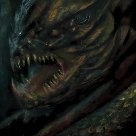 a closeup portrait of a demonic monster with black scales that invokes fear, d & d, fantasy setting, horror environment, morbid colors, dark lighting, atmospheric, cinematic, moody, in the style of diego koi, gina heyer, luiz escanuela, art by alyssa monk,...