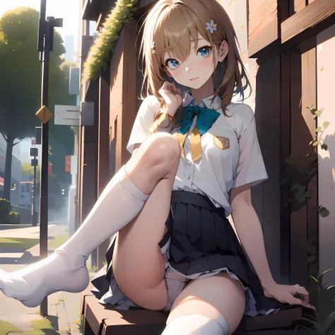 anime girl sitting on a bench with her legs crossed, Cute anime girl, a hyperrealistic schoolgirl, Seductive Anime Girl, Smooth Anime CG Art, Beautiful anime girl, pretty anime girl, charming anime girls, young anime girl, beautiful anime high school girl,...