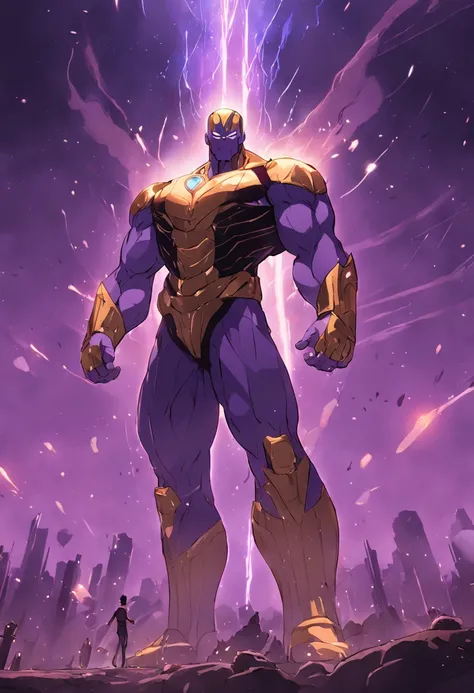 Thanos, Marvel. anime, HF, Minimal Details, poseable, complete body, 8k