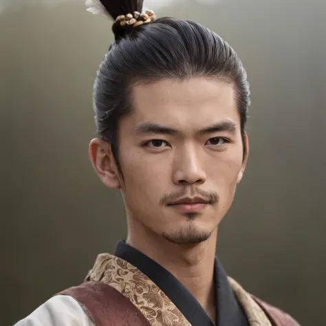 Profile of a 23-year-old Japanese man, Handsome, sexy, Feliz , samurai, penteado samurai --auto